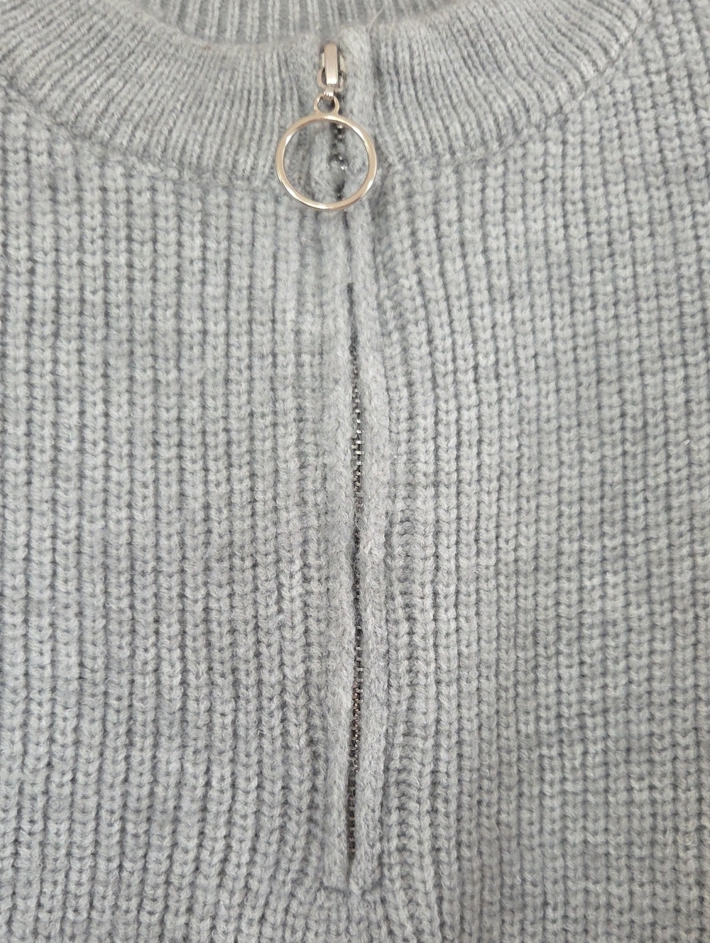 Women's Grey Ans White Striped Half-Zip Sweater - Picture 2 of 8